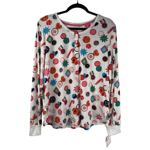 Kate Spade Pajama Set Joggers Womens Large Holiday Spirit Print Brushed Jersey - Picture 3 of 11